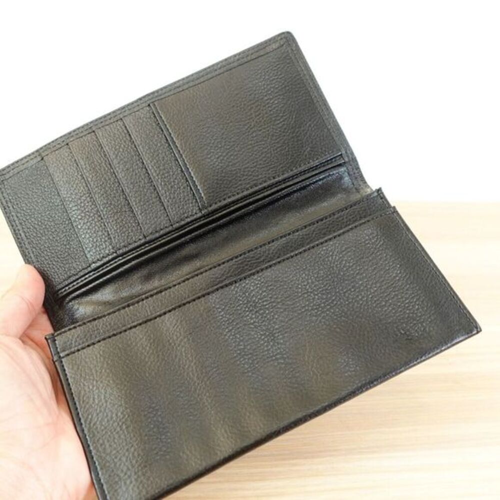RENOMA Paris Wallet Black Bifold Classic Pebbled Leather Long Pocketbook‎ Rare